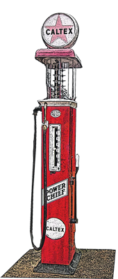 Rare Caltex hand pump 'Visiglass' petrol pump just down the road from Amore B&B
